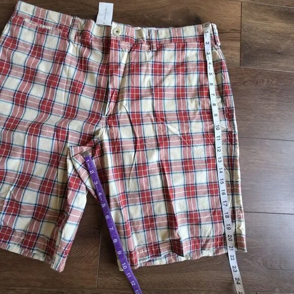 Banana Republic Mens Shorts Sz 38 Red Plaid Shorts Cotton Orange Preppy NEW - Picture 9 of 16